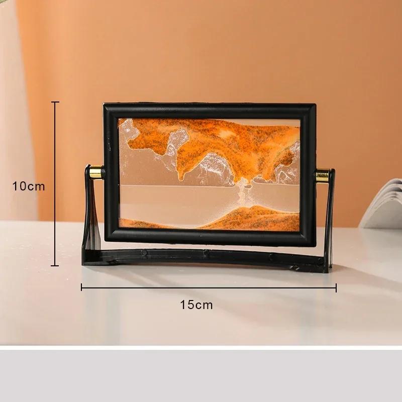 Creative Moving Sand Art Painting Square Glass 3D Deep Sea Sandscape Quicksand Hourglass Rotatable Flowing Sand Home Decor Gifts