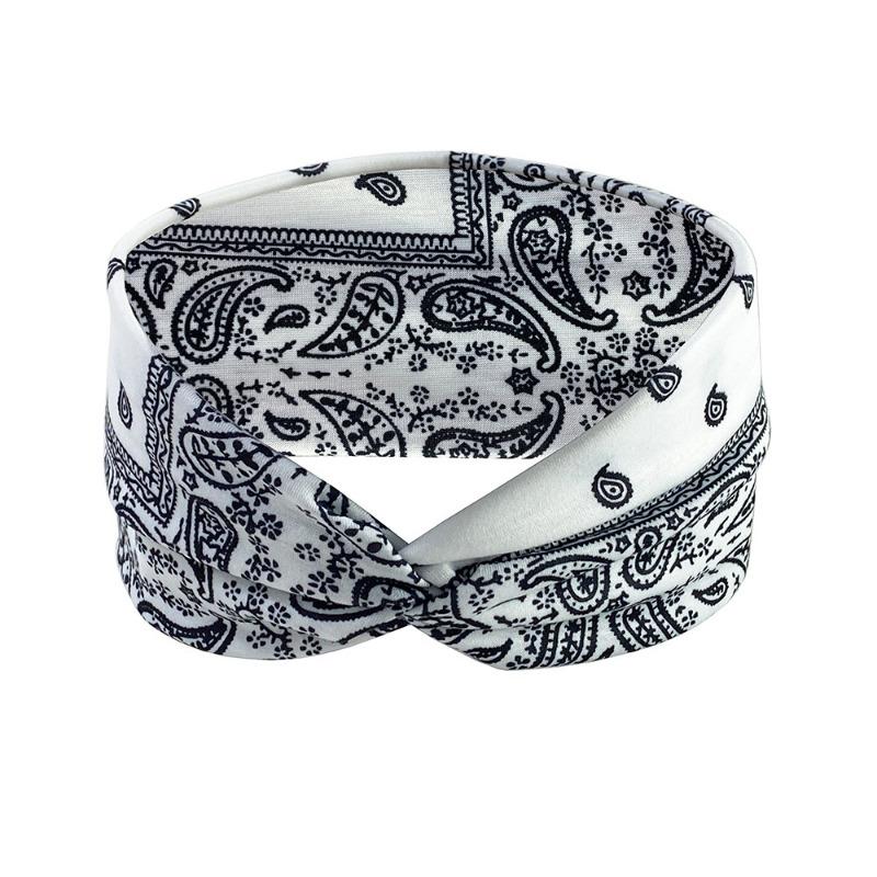 Retro Wide Brimmed Cross Headband with Amoeboid Print Headband Sporty Casual Elastic Quick Drying Headband