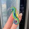 Vintage Enamel Inlaid Rhinestone Seahorse Brooch Pins For Women Man Trendy Colorful Animal Brooches Jewelry Gifts