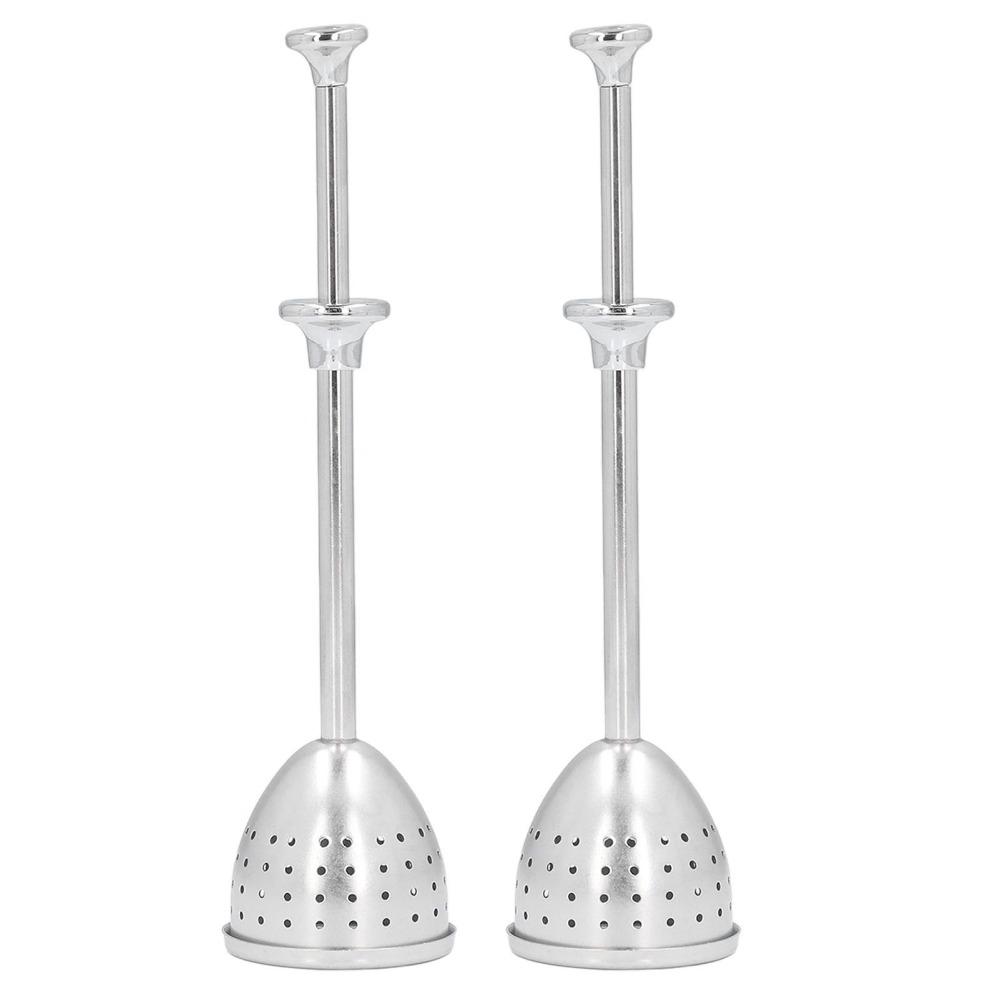 2 Pcs Set Fine Holes Tea Strainer Long Handle Stainless Steel Infuser Loose Leaf Tea