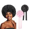 Satin Sleeping Cap Women Solid Wide Band Stretch Head Tie Silky Bonnet Edge Wrap Nightcap Hair Care Shower Head Cover
