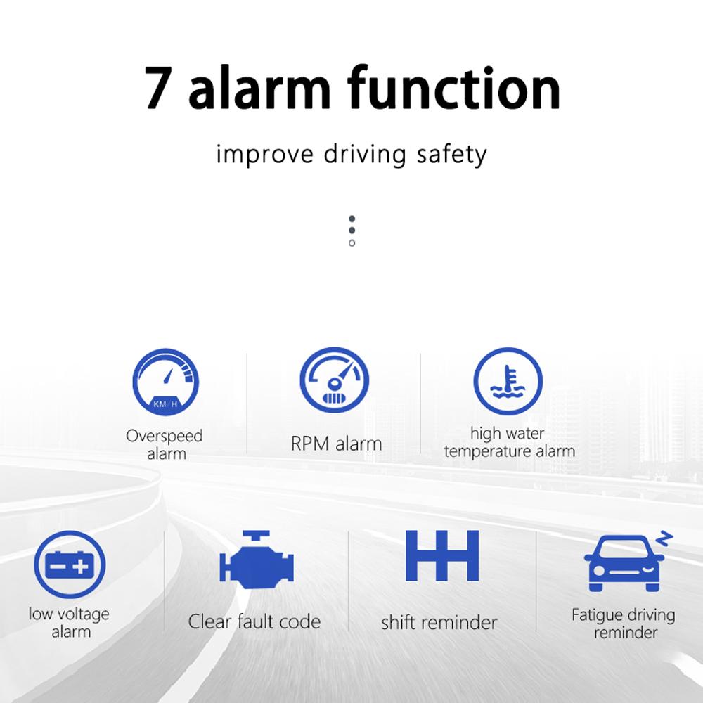 HUD Автомобильный проекционный дисплей Проектор скорости Охранная сигнализация Температура воды Превышение скорости Обороты в минуту Напряжение Сигнализация Автомобильные аксессуары 2024
