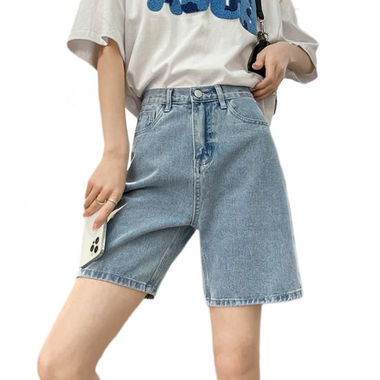 Джинсы длиной прямой, с высокой талией, застежкой-молнией и пуговицами, карманы в стиле ретро, ​​сплошной цвет, свободные женские туфли