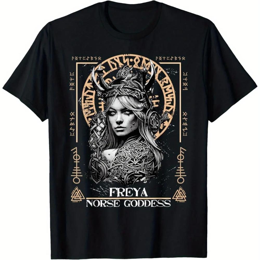 Norse Goddess Freya Celtic Viking Mythology T-Shirt 100% Cotton Adventurer Northern Europe Pirate Viking T-shirts for Men