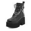 Women Boots Punk Style Platform Boots High Quality Leather Gothic Women Ankle Booties Chain Chunky  Thick Sole Boots Botas Mujer