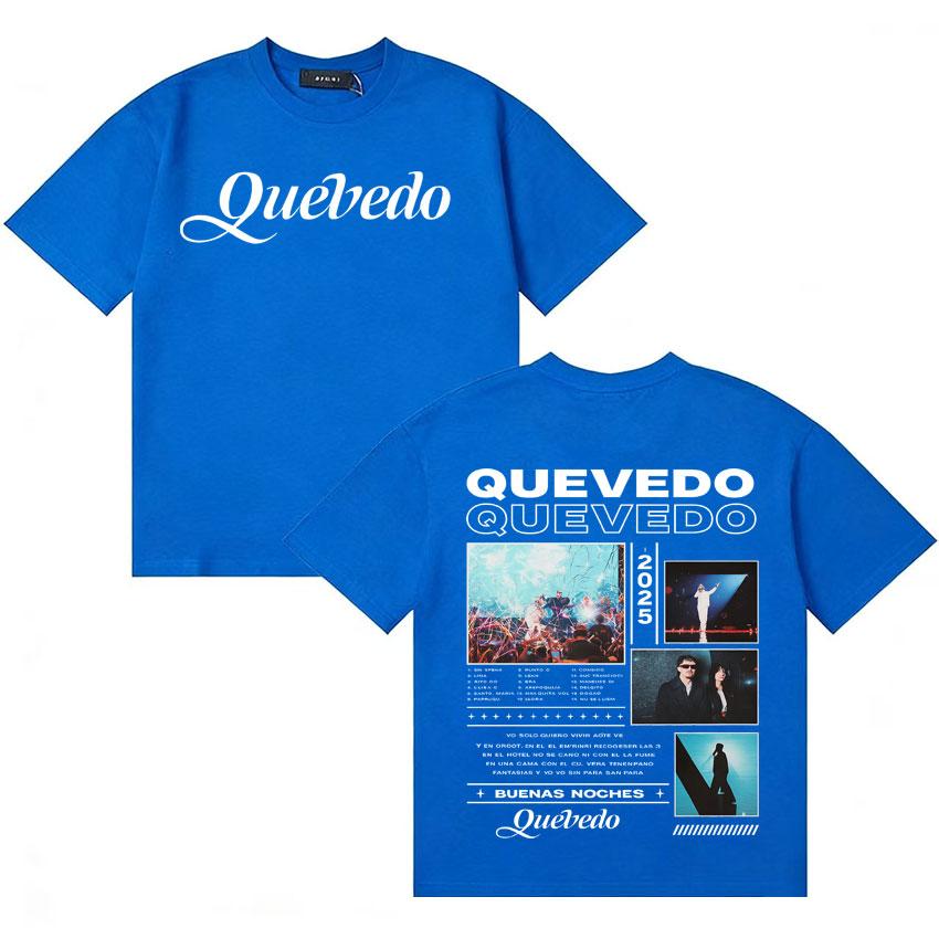 Singer QUEVEDO Buenas Noches 2025 Album Merch T Shrit Unisex Women Fashion Casual Tees Double Sided Print Short Sleeves Streetwear