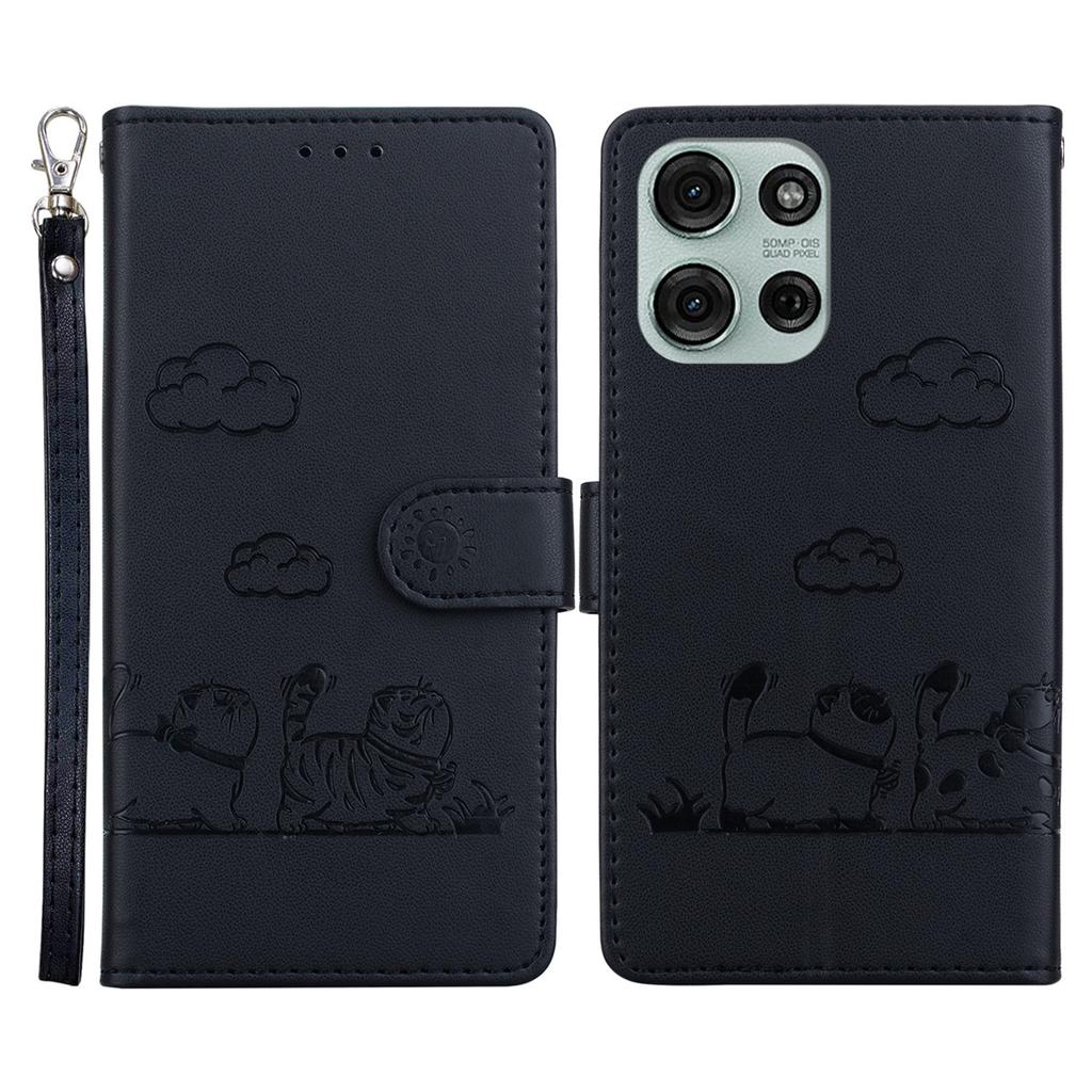 For Motorola Moto G75 5G Case RFID Blocking Kitten Pattern TPU+PU Leather Phone Cover