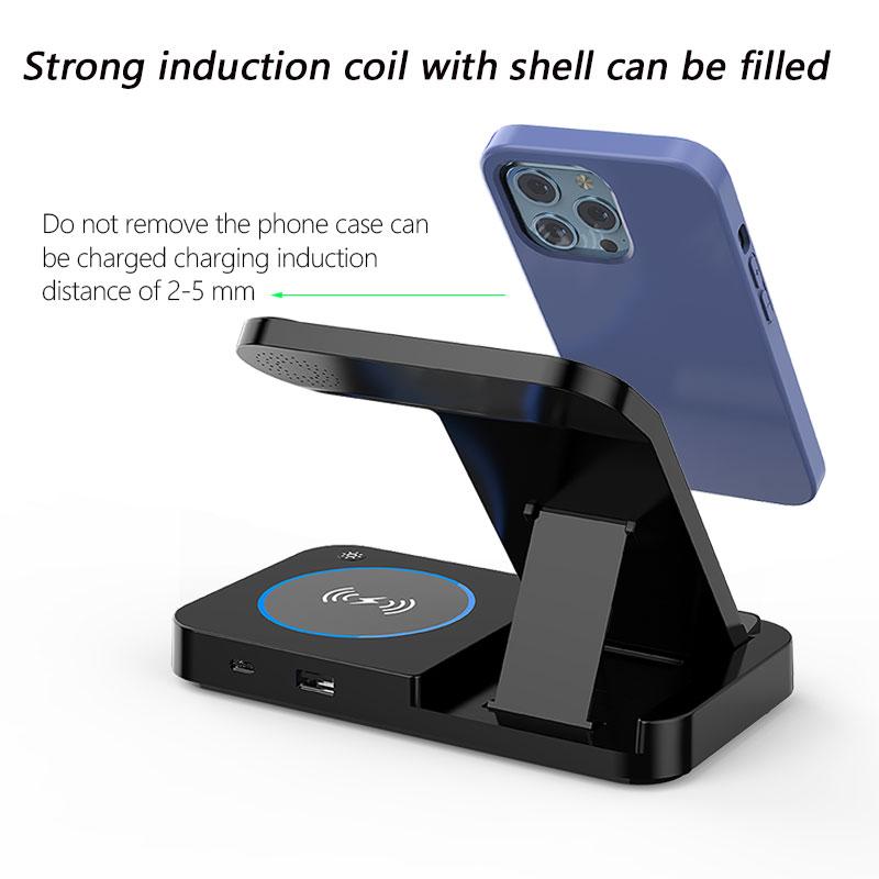 New Trending 15W Fast Wireless Charger Three-in-One Foldable Magnetic Suction Phone Headphone Watch 4-in-1 Electric Charging