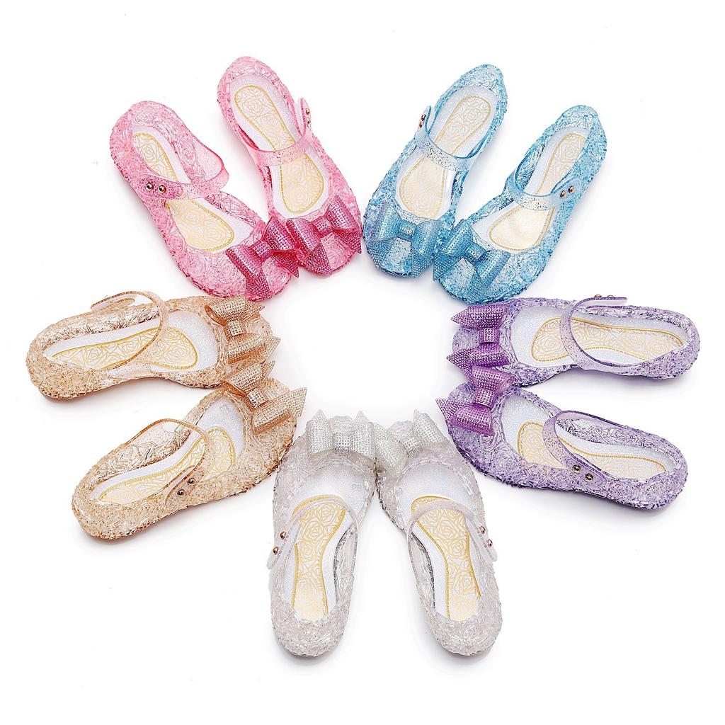 Girls' Sandals Bun Head Bow Princess Jelly Shoes Children's Dance Shoes