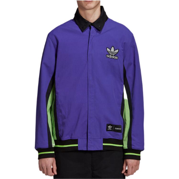 adidas Оригинальная двусторонняя куртка с воротником-стойкой и вышитым логотипом трилистника, мужская верхняя одежда фиолетового цвета FT6039
