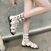 Roman Gladiator Bandage Cool Boots Women Mid Calf High Flats Sandalias Botas Women Shoes Girls Summer Hollow Ladies Sandals Boot