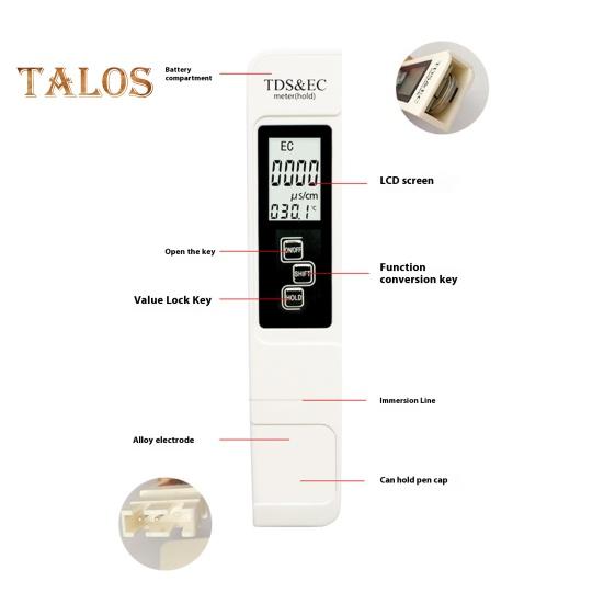 4-в-1 тестер качества воды TDS с цифровым дисплеем, высокоточный портативный многофункциональный цифровой тестер чистоты воды с питанием от батареи