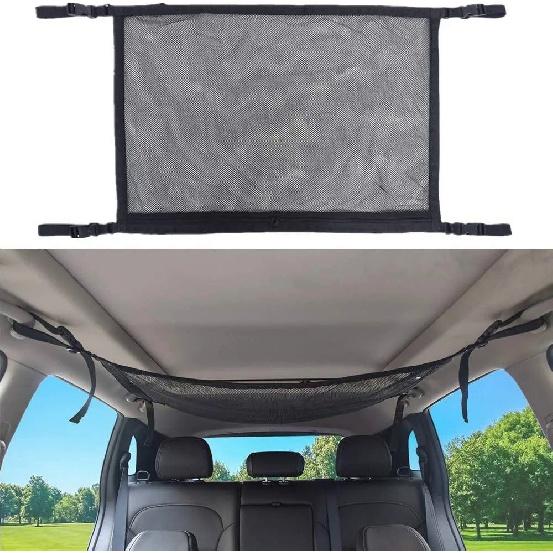 Car Ceiling Storage Net Roof Luggage Mesh Bag Adjustable Travel Storage Bag Tent Towel Camper Car Accessories Supplies Interior