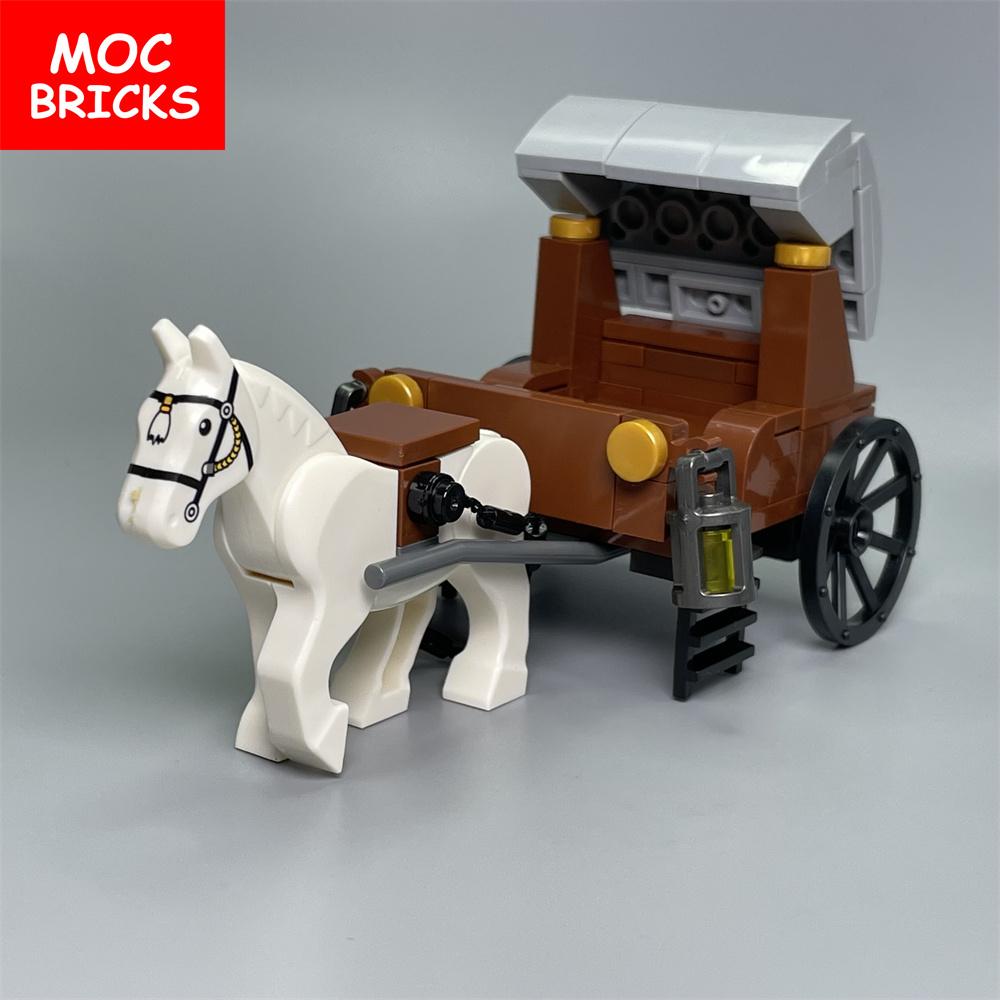 Set  MOC Bricks Middle Ages Carriage Princess Royal Horse Cart Castle Accessories Building Blocks Assemble Children's Toys