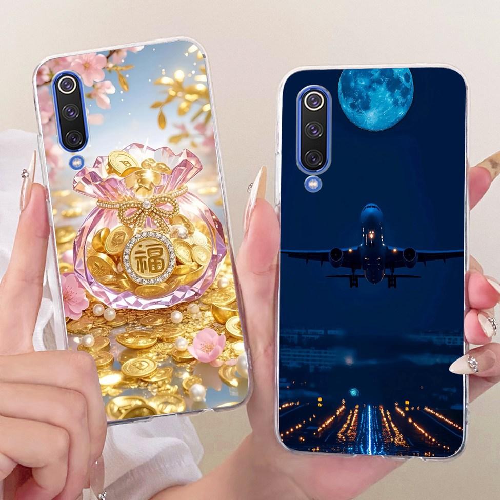 Transparent Cover For Xiaomi Mi 9 SE Case Cute Cat Luxury Fashion Butterfly Funny Painted Casing M1903F2G