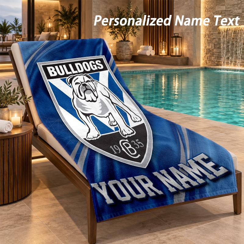 Custom Text Canterbury-Bankstown Bulldogs Print Beach Towel Large Towel For Home Bathroom Beach