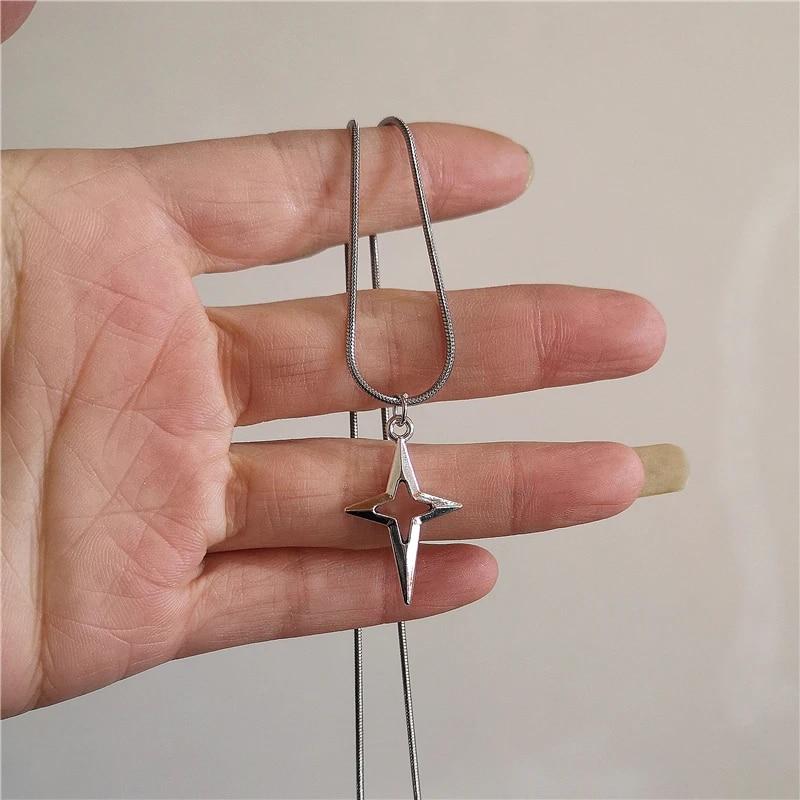 Kpop винтажное ожерелье в стиле панк серебряного цвета со звездой, ожерелье из бисера для мужчин и женщин, уличный хип-хоп, эстетические ювелирные изделия в стиле гранж, аксессуары Y2K