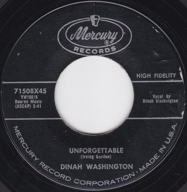7-дюймовая пластинка DINAH WASHINGTON - Unforgettable 71508X45 Mercury 1959 США Джаз Б/У