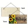 Rustic Sunflower Welcome Wall Hanging Decor Wood Art Plaques Sign Door Sign for Home Living Room Kitchen Decor