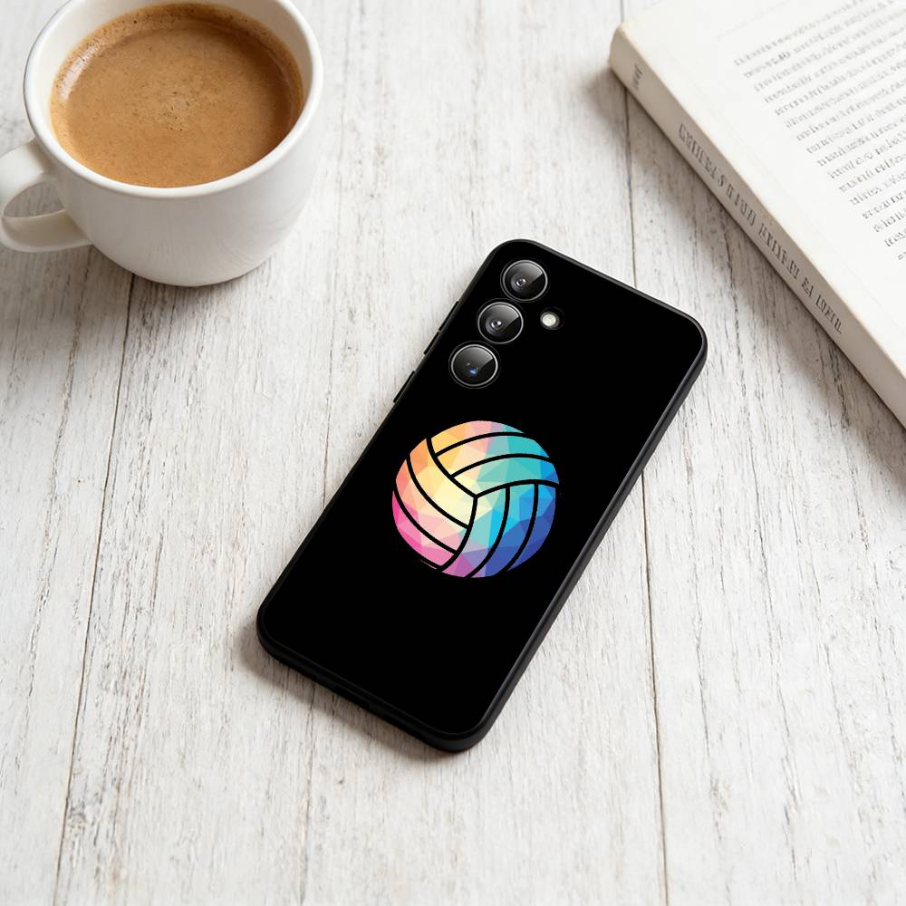Volleyball Painted Phone Case Black Silicone Soft For Samsung Galaxy A73,A72,A71,A70,A53,A52,A51