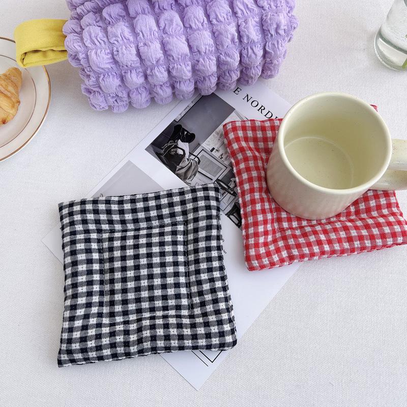 1 шт. 15*15 см настольный декор в клетку самодельный полиэфирный волокнистый квадратный стаканчик цветочный горшок изоляционный коврик