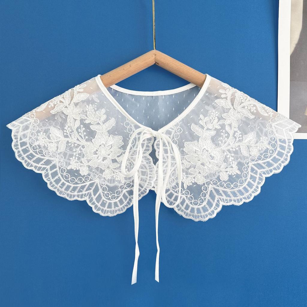 Embroidery Crochet Fake Collar Female Lace Mesh Thin Collar Outer Matching Skirt Decorative Collar