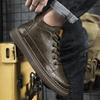 Модные зимние ботинки 2024 года из натуральной кожи, ботильоны, высокие ботинки из бархата, уличные кроссовки, мужские ботинки на толстой подошве, повседневные зимние ботинки