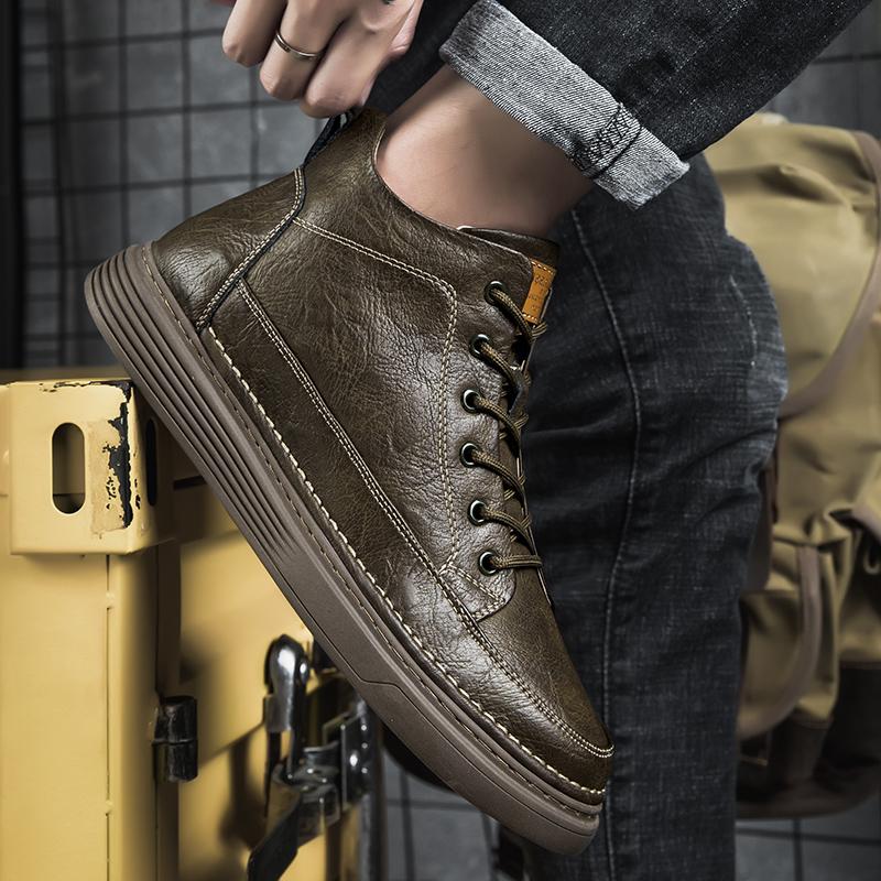 Модные зимние ботинки 2024 года из натуральной кожи, ботильоны, высокие ботинки из бархата, уличные кроссовки, мужские ботинки на толстой подошве, повседневные зимние ботинки