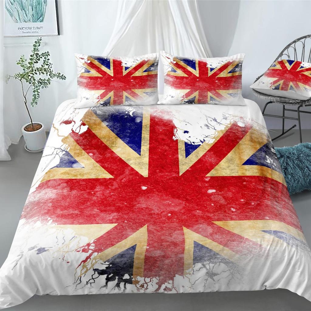 Simple British British Expired Three-Piece Digital Printing Quilt Cover Bedding Home Textiles