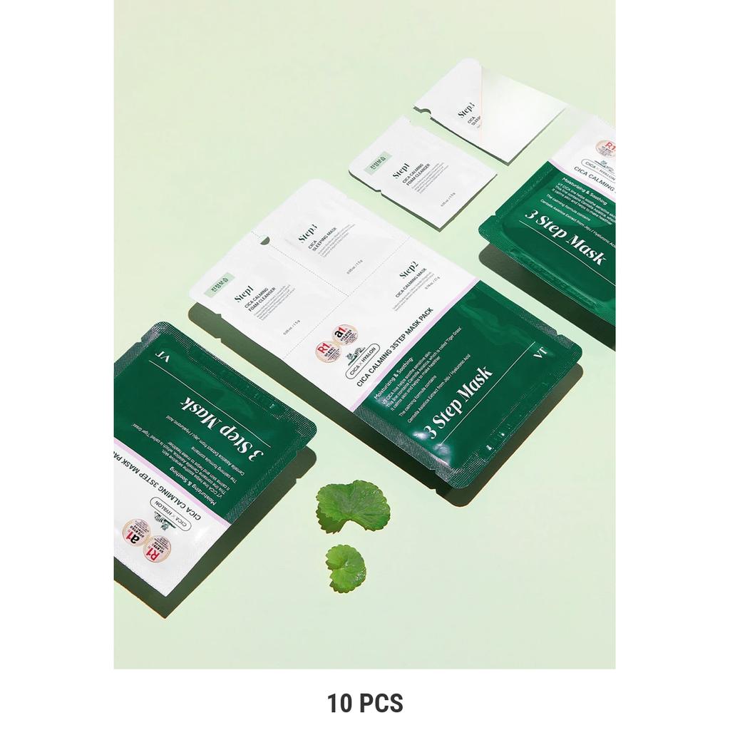 [DAISO] VT 3 Step Mask Pack 1.5g + 21g + 1.5g - CICA Calming, Progloss Nourishing, Super Hyalon Water