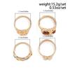 4 pcs Crystal Bracelets Zircon Pleated Open Ring Colorful Vintage Ring Set  Girls