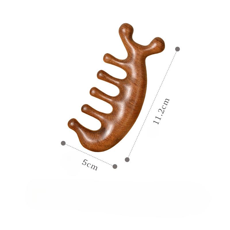 Массажная расческа, массажер для головы, сандаловое дерево, расческа с пятью зубьями, расческа для кита, скребковый массажер для кожи головы, инструмент для массажа тела