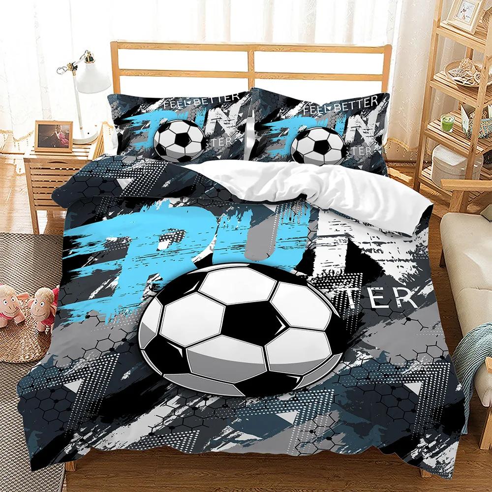 New 3D Soccer Bedding Set Popular Football Soft Microfiber Bed Linen With Pillowcase Queen King Single Size Duvet Cover Sets