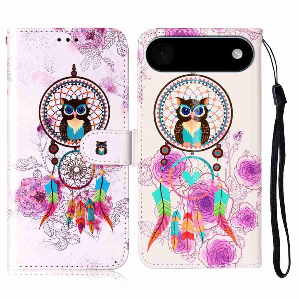 For iPhone 17 Air Case Pattern Leather Wallet Phone Cover with Strap