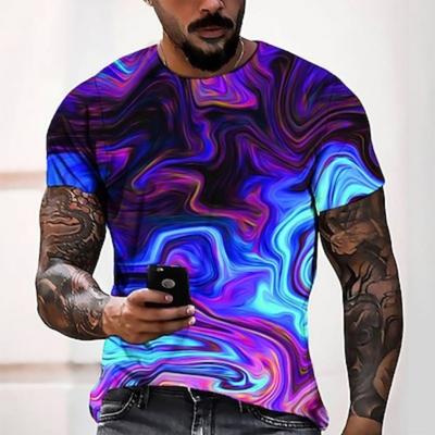 Мужская футболка с графическим рукавом, 3D-принт, рубашка с круглым вырезом, модная, крутая, дизайнерская, повседневная, выходного дня, синяя, летняя, одежда, обычная