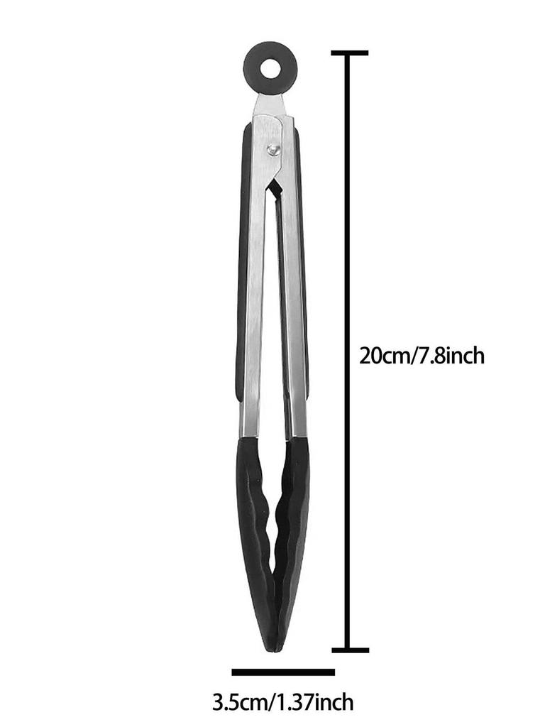 7,8-дюймовые силиконовые щипцы для барбекю из нержавеющей стали, кухонные щипцы с нескользящей ручкой для салата, хлеба, сервировки, кухонные аксессуары