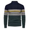 Men's Winter Print Stand Collar Half Zipper Slim Fit Knit Long Sleeve Top