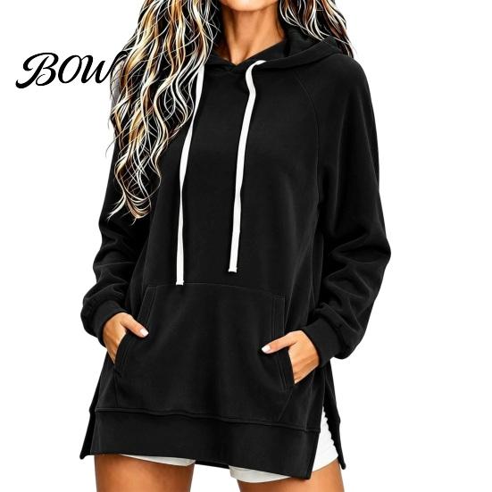 Soft Drawstring Hoodie Women Velvet with Kangaroo Pocket, Long Sleeve Pullover Autumn Winter Outfit Sweatshirt, Loose Casual Hooded Top for Fall Lady