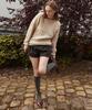 PLAC WOMEN Cable Basic Round Neck Knit Ivory
