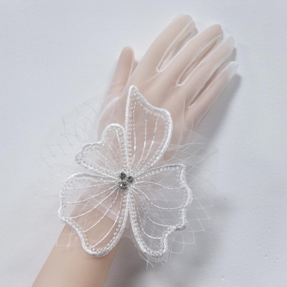 1Pairs Breathable Wedding Bridal Gloves Mesh Tulle Gloves New Bridal Gown Mittens Party Dress