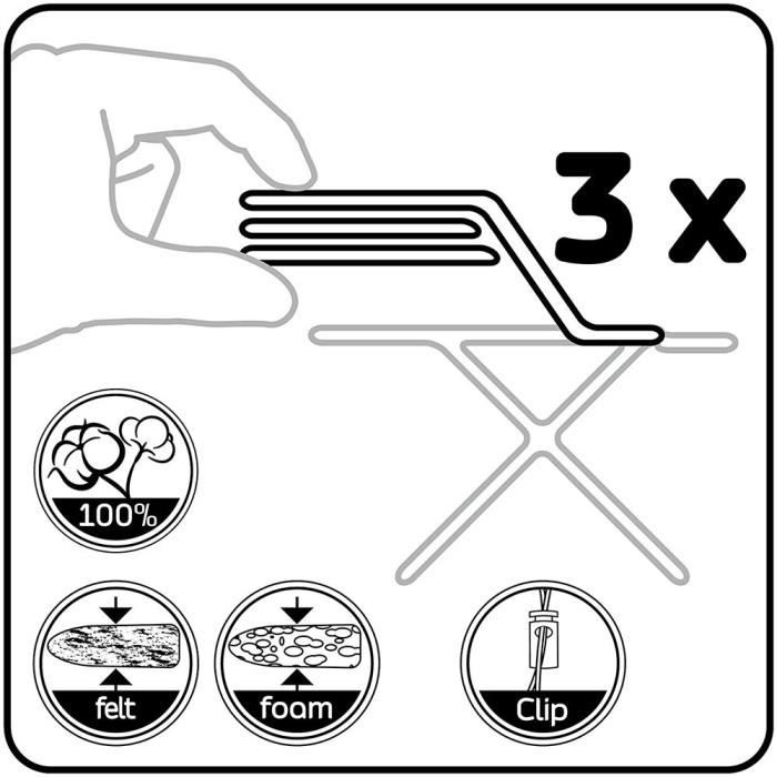 LaundrySpecialist® COMFORT taille S-M (T1) Housse de repassage 100% coton avec doublure en molleton épais - Chevron