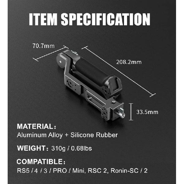 Adjustable Sling Handgrip Gimbal Alloy Handle Ergonomic Grip for DJI RS5 /RS4 /RS4 Mini/RS4 Pro/RS3 Mini/RS3 Pro/RS3 Stabilizer