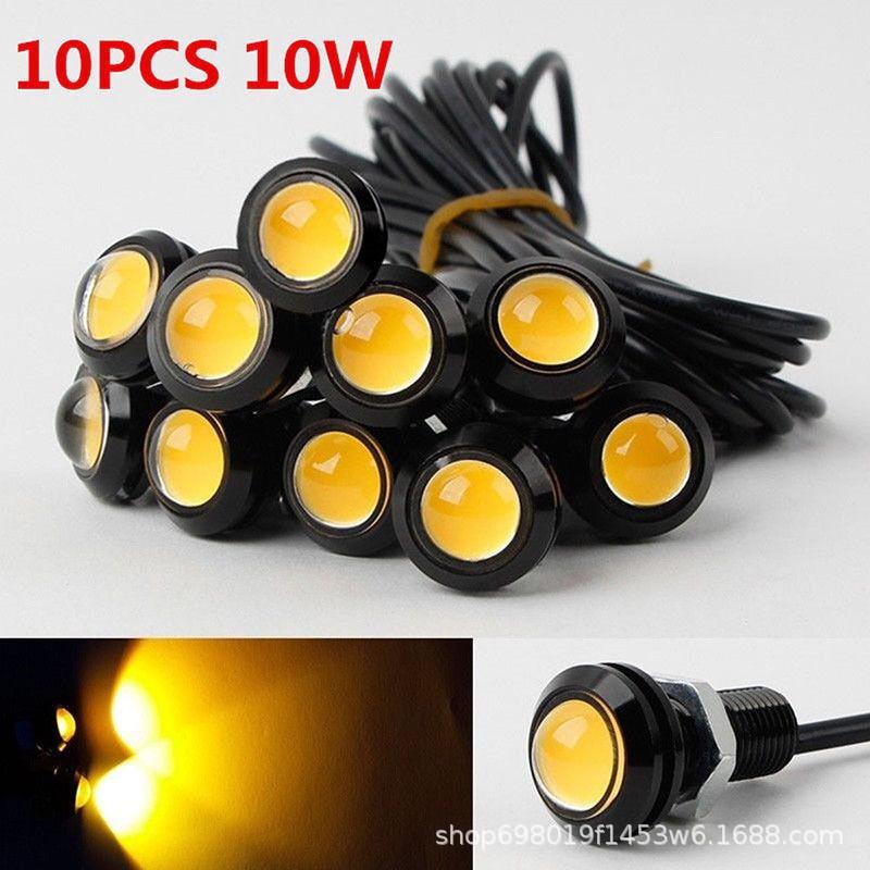 10PCS 18MM Eagle Eye LED Lights, 10W Waterproof Ultra Thin Amber LED Marker Lights for Car Motorcycle Truck Modification