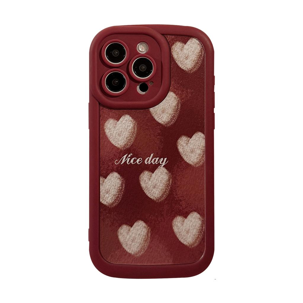 Crayon Love Размазанный Чехол для Мобильного Телефона для Iphone15 Силиконовый 16 для 14promax Ретро Винно-Красный 12 Всесторонняя Защита 13