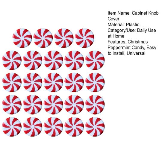 Yousheng 10/20/24Pcs Cabinet Door Knob Cover Christmas Peppermint Candy Drawer Closet Dresser Wardrobe Door Pull Handle Decoration Cover