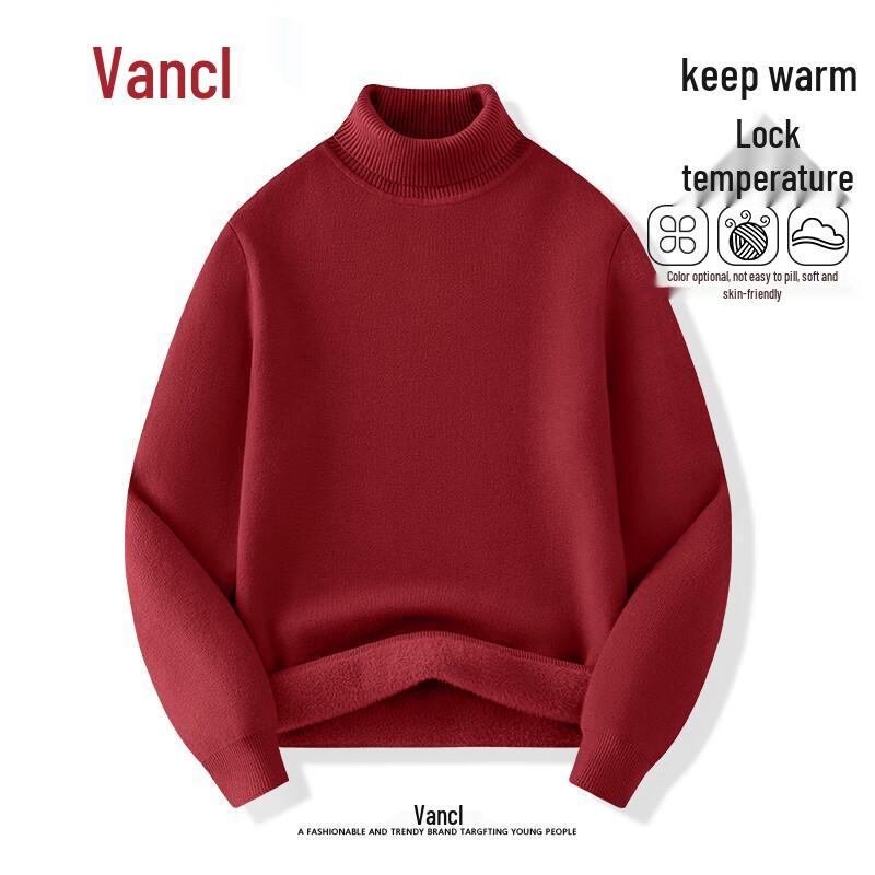 VANCL Men's Warm Fleece-Lined Turtleneck Sweater