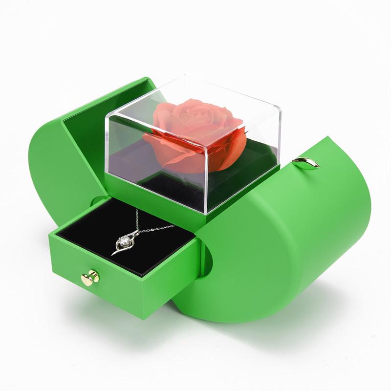 Шкатулка для украшений Apple Rose - подарок на Рождество, День святого Валентина, День матери с консервированными цветами