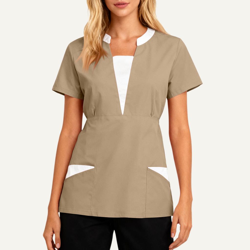 Women's Loose And Comfort V-Neck Casual Work Clothes Top Short Sleeve Shirt