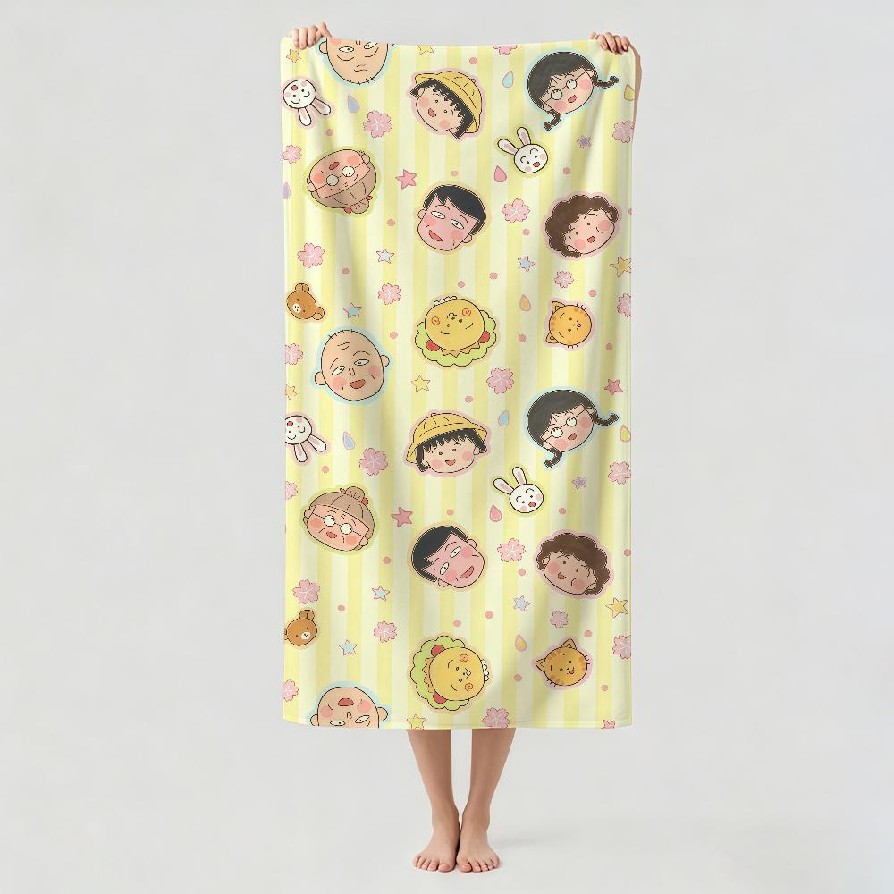 Мультяшное полотенце C-Chibi Maruko Chan для сушки и ванны. Подходит для плавания, кемпинга, йоги, пляжа.