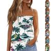 Летние топы-трубы для женщин, милая сексуальная футболка без рукавов с открытыми плечами и цветочным принтом